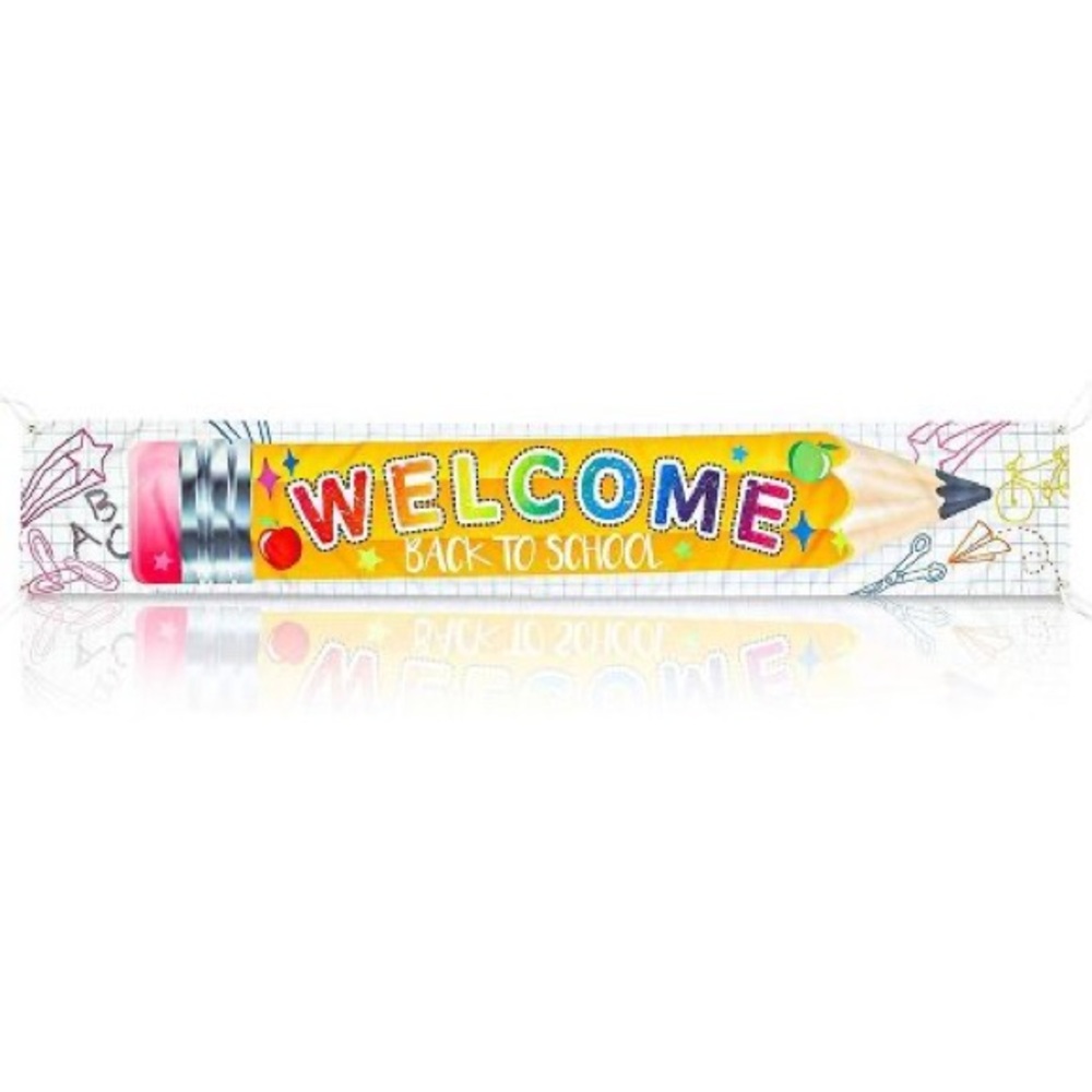 JUVALE | “Welcome back to school” cloth banner with grommets string 19”X119” (4)
